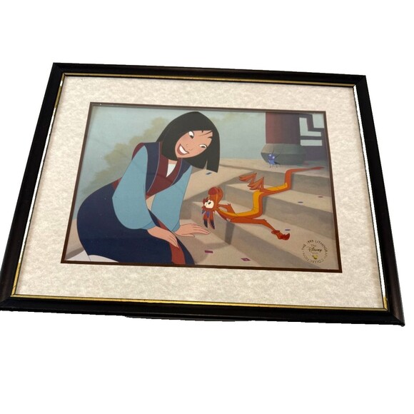 1999 The Disney Store Lithograph Print Mulan Black Frame - Picture 1 of 2